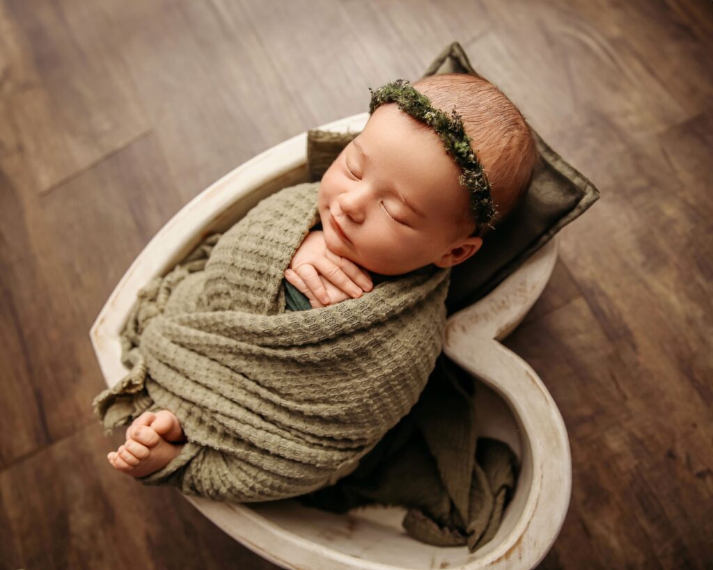 Newborn baby wrapped in a blanket